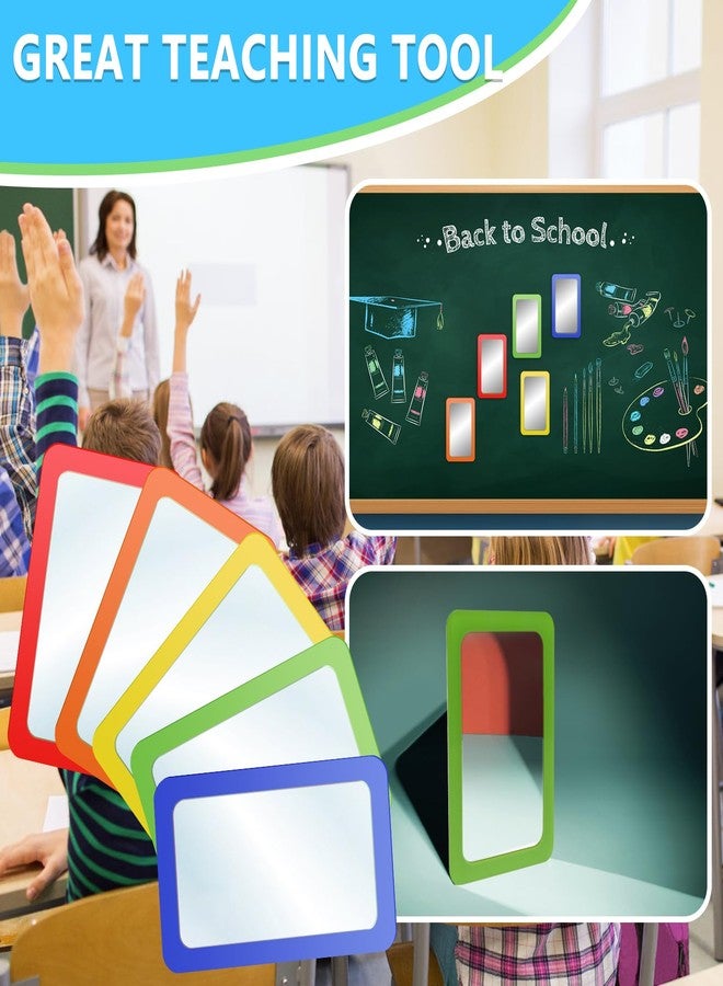 Draupnir 15 قطعة من المرايا الصغيرة للأطفال، مقاس 6 × 4 بوصة، غير قابلة للكسر، مرايا غير قابلة للكسر للأعمال اليدوية، مربعة، ذات زوايا مستديرة، مزدوجة الجوانب، مرايا تعابير الوجه لمرحلة ما قبل المدرسة، مرايا للفصول الدراسية، أعمال يدوية (5 ألوان زاهية) - Image 3